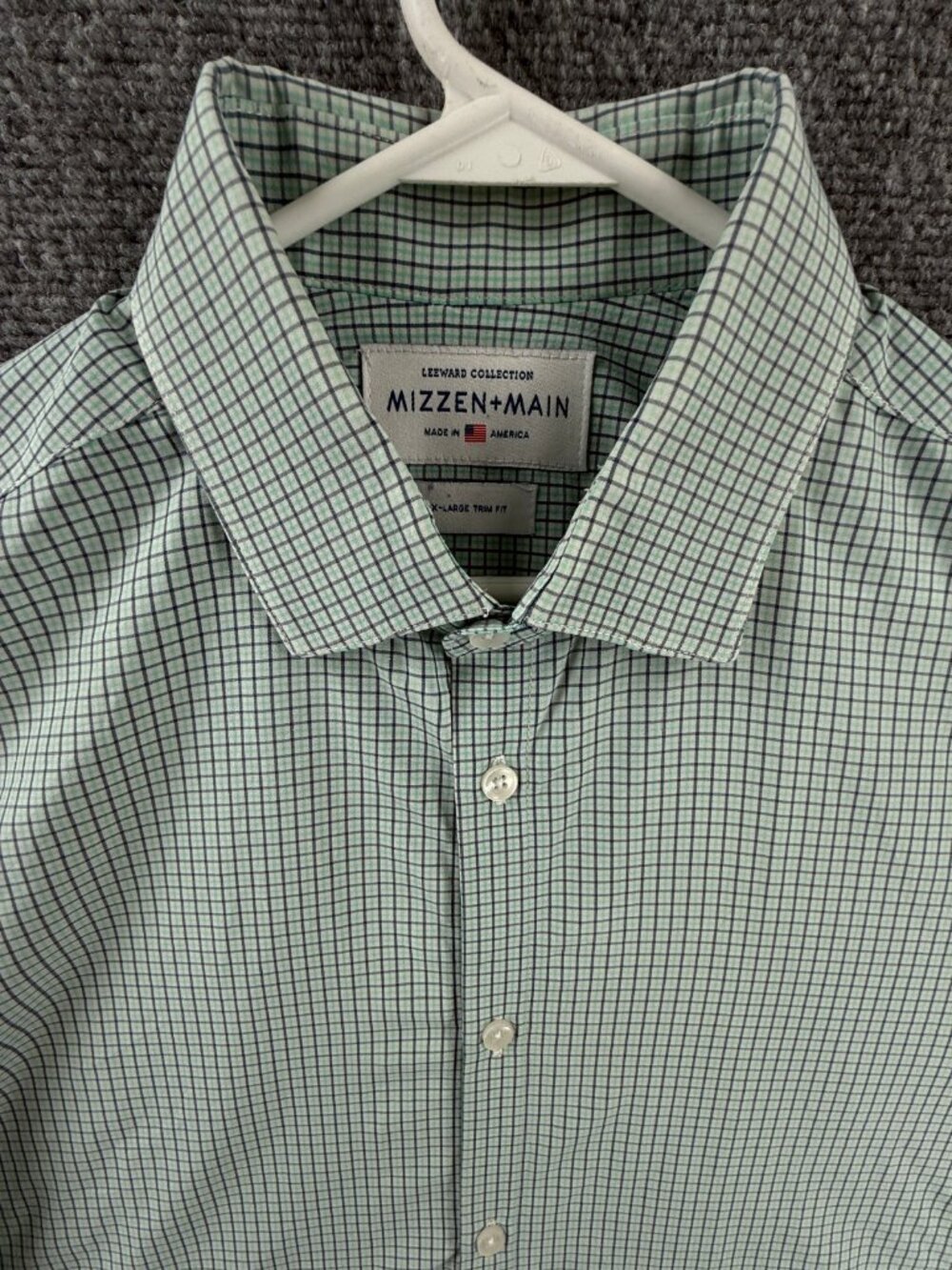 Mizzen Main Trim XL Check USA Leeward Polyester Spandex Green Shirt Mens Adult